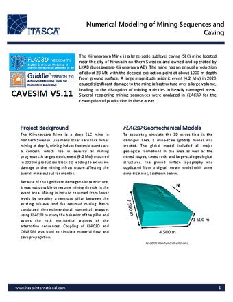 Numerical Modeling of Mining Sequences and Caving | HydroChina - Itasca ...